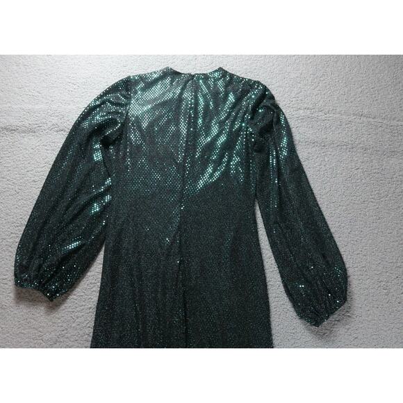 New Mac Duggal Leena Gown 6 Green Sequins Disco Stretch Blouson Sleeve 26576 - Picture 8 of 13